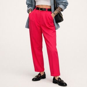 Vintage Hot Pink High-Waisted Pleated Trousers